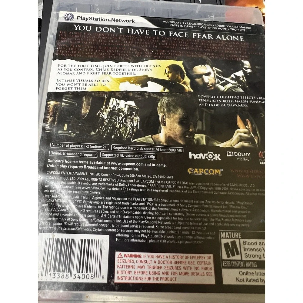 Resident Evil 5 Sony PlayStation 3 PS3 Capcom BLUS-30270‎ Complete CIB